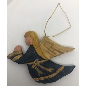 Unique‎ Vintage Hand Carved Hand Painted Angel Ornament 4" Christmas Decor